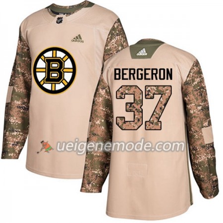 Herren Eishockey Boston Bruins Trikot Patrice Bergeron 37 Adidas 2017-2018 Camo Veterans Day Practice Authentic
